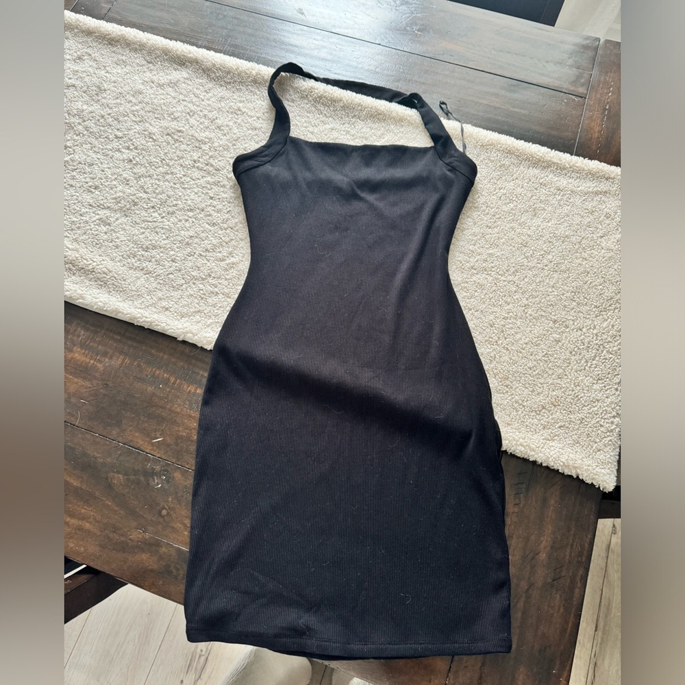 naked wardrobe Black Bodycon Square Neck Dress